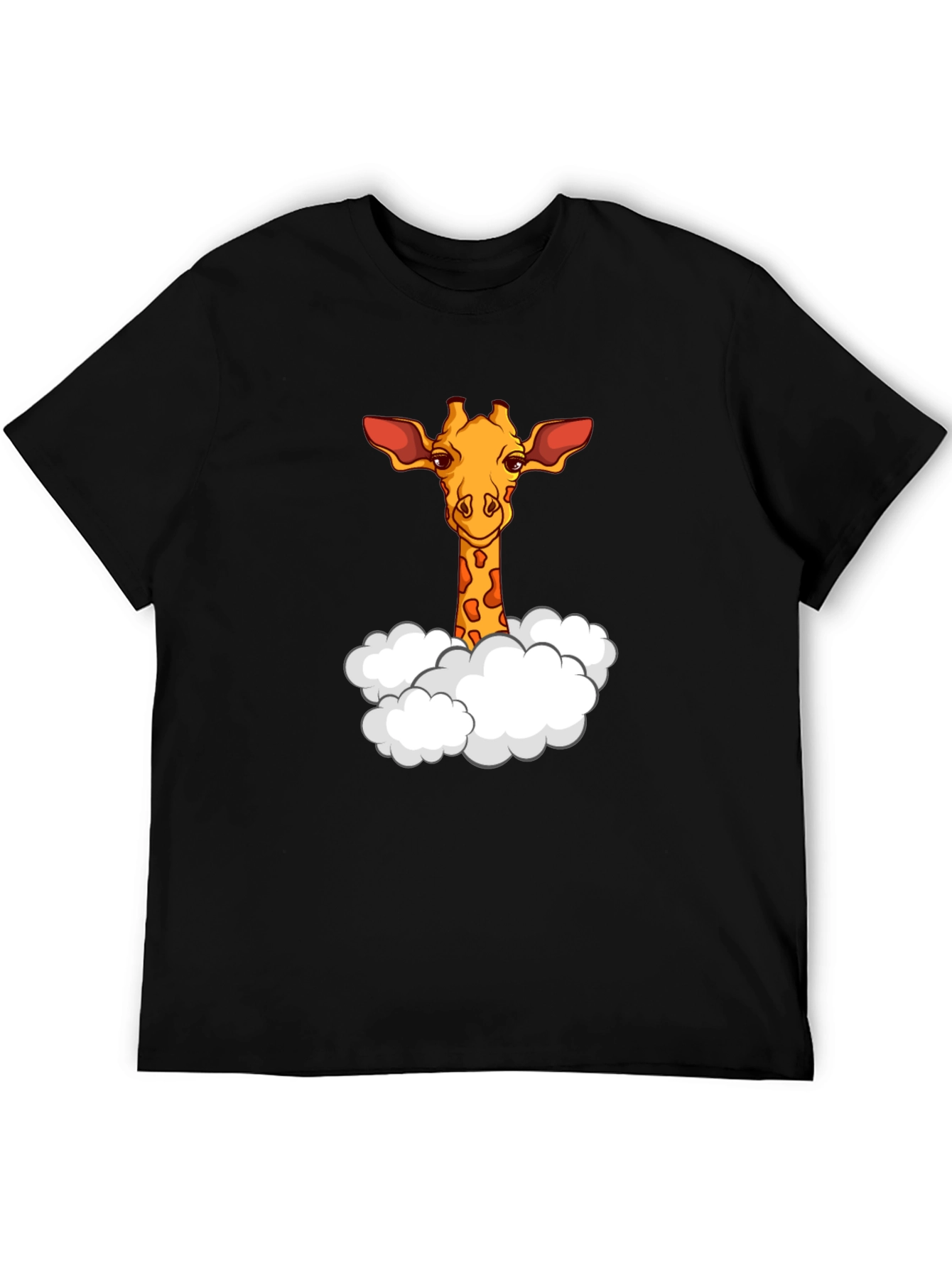 Giraffe in Clouds Graphic T-Shirt - Black