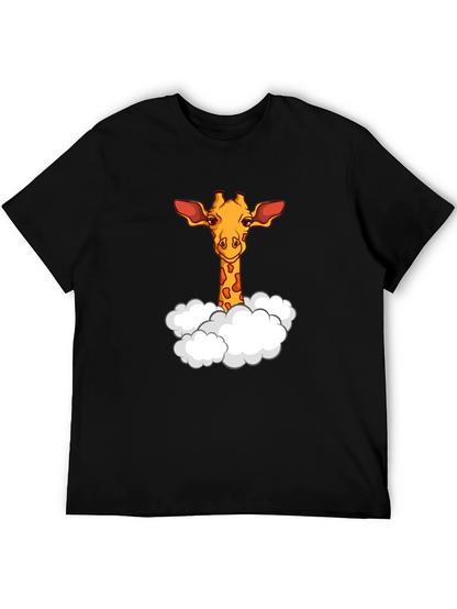 Giraffe in Clouds Graphic T-Shirt - Black