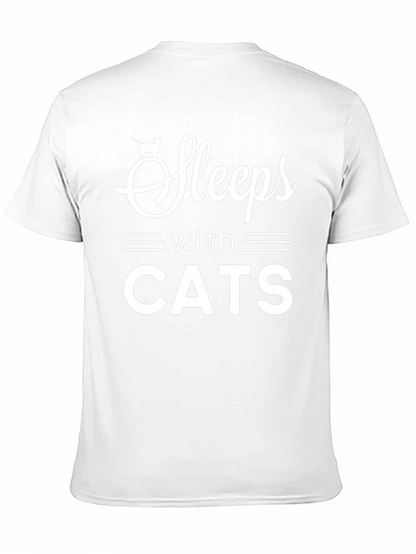 Sleeps With Cats T-Shirt Funny Cat Lover Tee