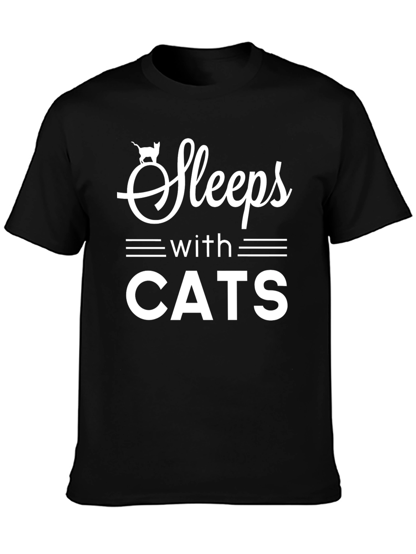 Sleeps With Cats T-Shirt Funny Cat Lover Tee