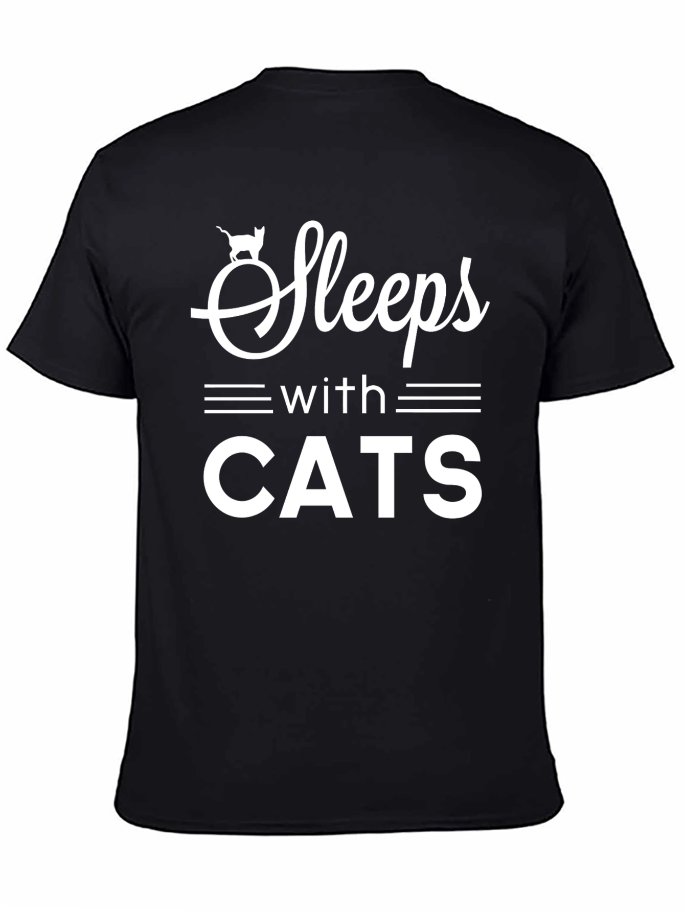 Sleeps With Cats T-Shirt Funny Cat Lover Tee