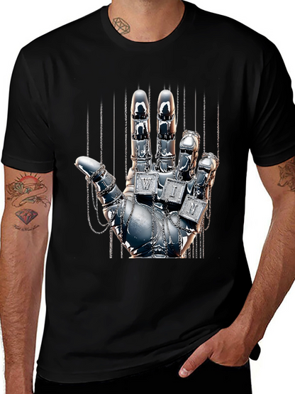 Chrome Hand Graphic Tee - Win Design T-Shirt