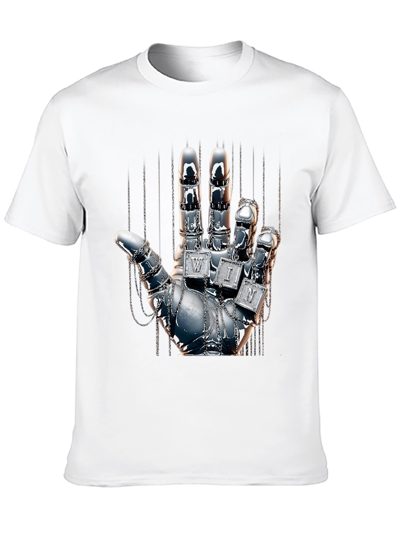 Chrome Hand Graphic Tee - Win Design T-Shirt