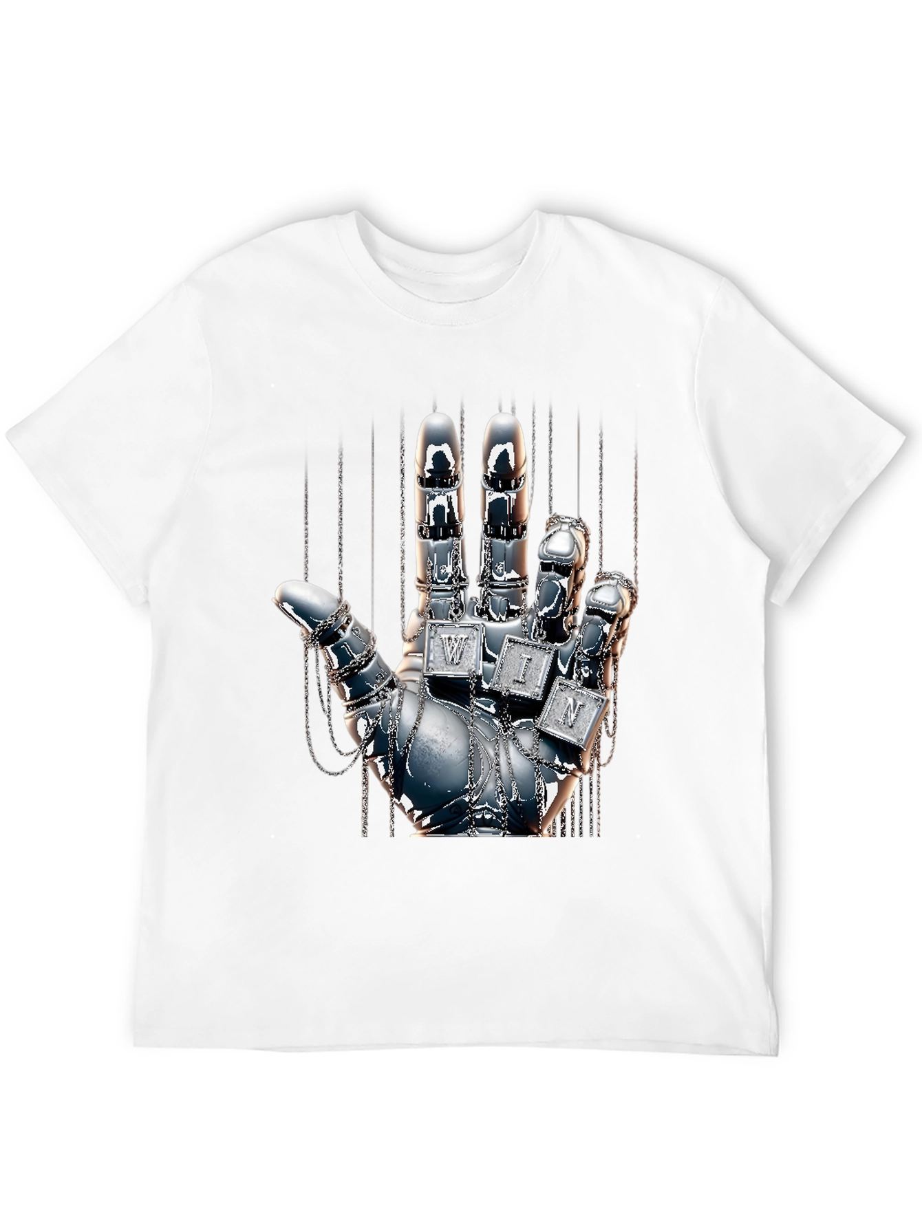 Chrome Hand Graphic Tee - Win Design T-Shirt