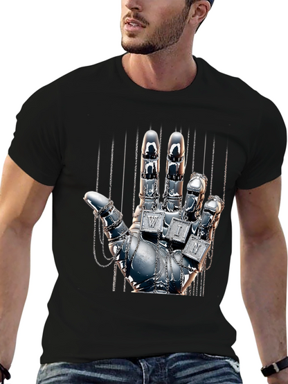 Chrome Hand Graphic Tee - Win Design T-Shirt