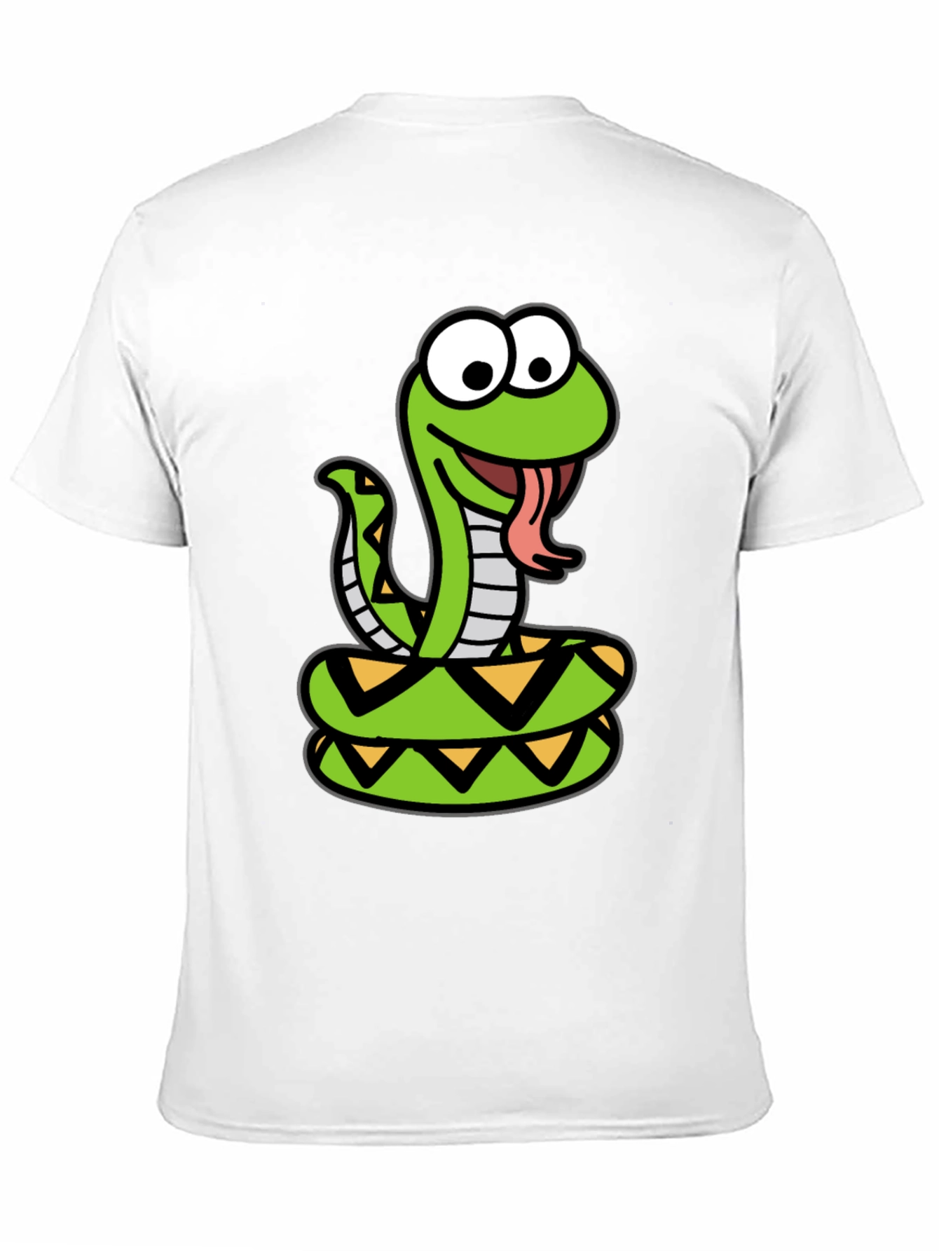 Cartoon Snake Graphic Tee - Black Cotton T-Shirt
