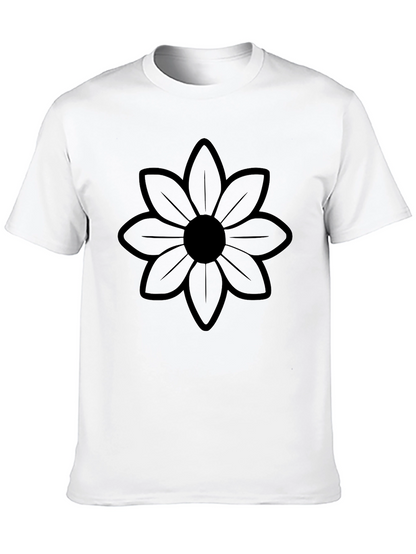 Black Flower Graphic Tee - Mens Stylish Casual Shirt