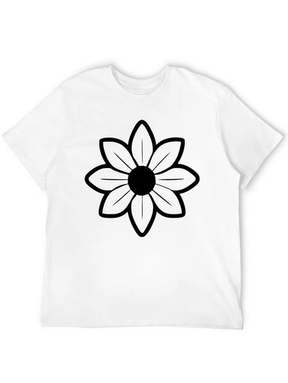 Black Flower Graphic Tee - Mens Stylish Casual Shirt