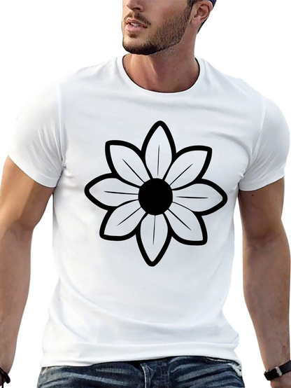 Black Flower Graphic Tee - Mens Stylish Casual Shirt
