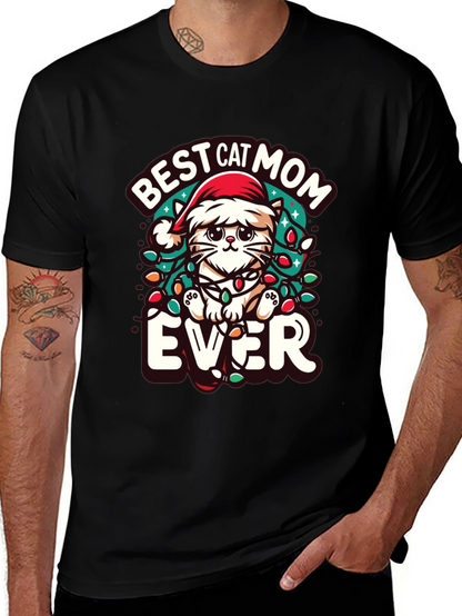 Best Cat Mom Ever Christmas Tee