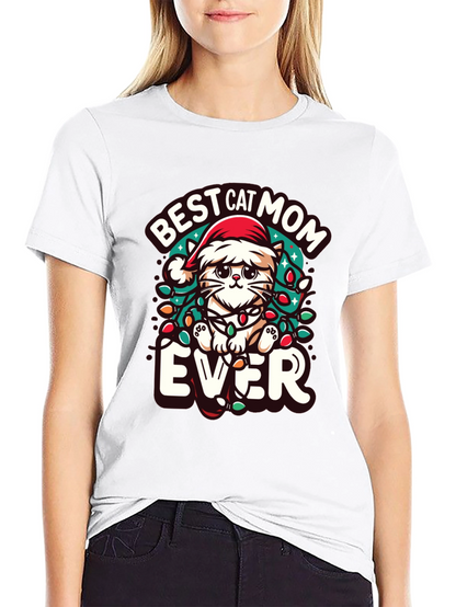 Best Cat Mom Ever Christmas Tee