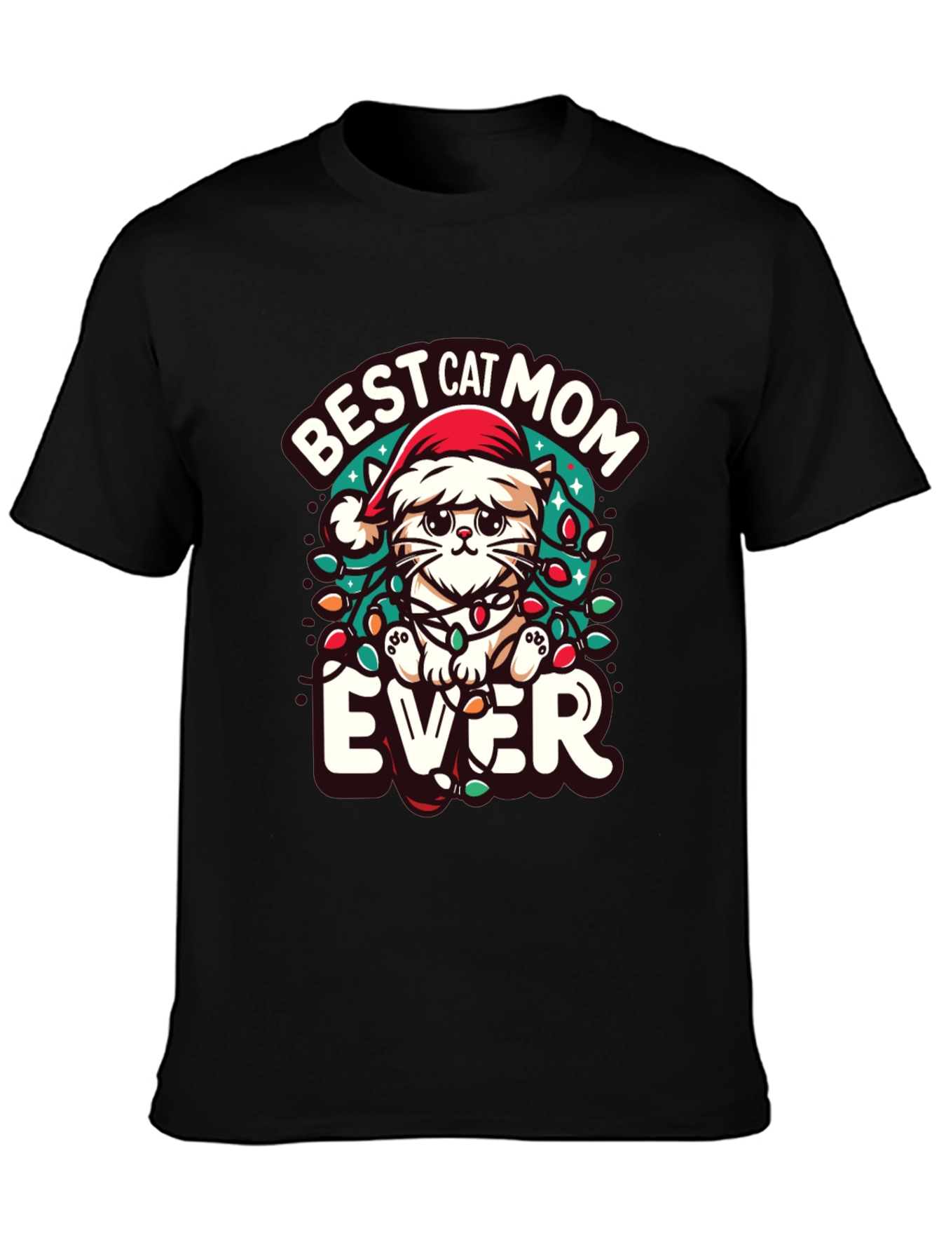 Best Cat Mom Ever Christmas Tee