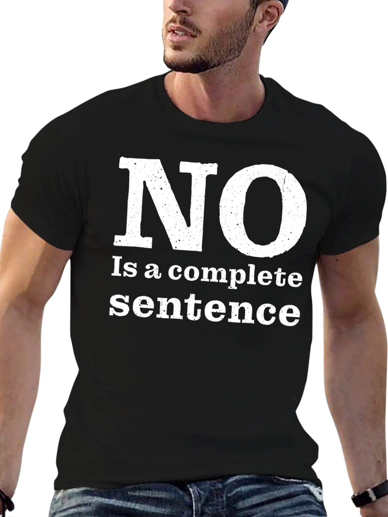 Funny NO Complete Sentence Black T-Shirt