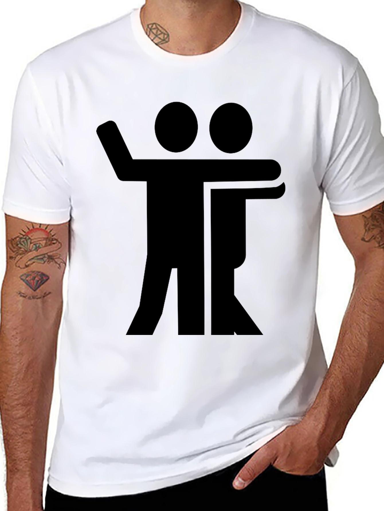 Black Graphic Tee - Hugging Figures Design