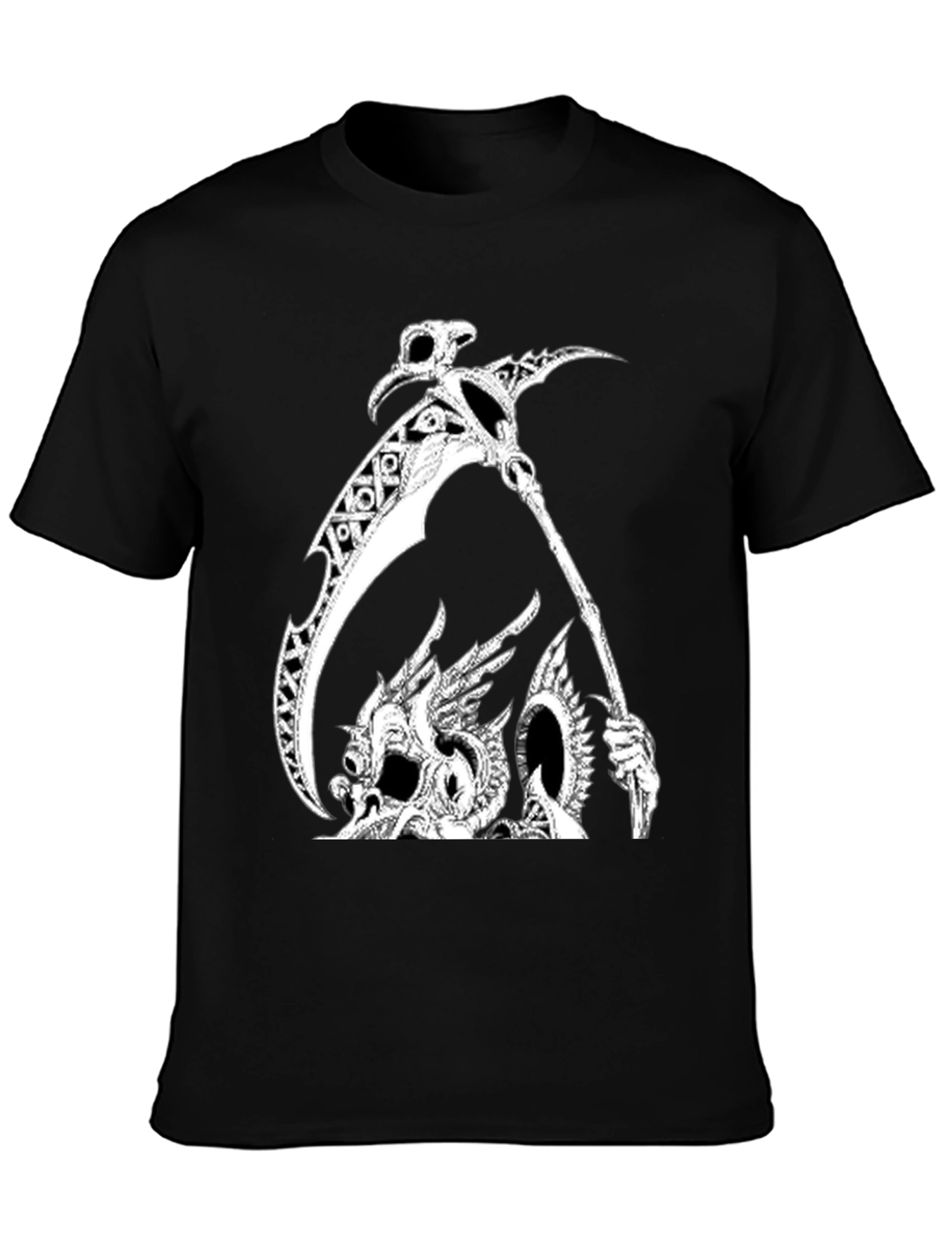 Grim Reaper Dragon Graphic Tee - Black