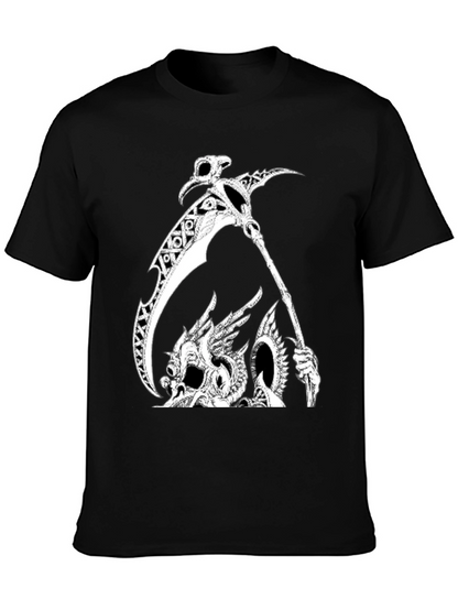 Grim Reaper Dragon Graphic Tee - Black