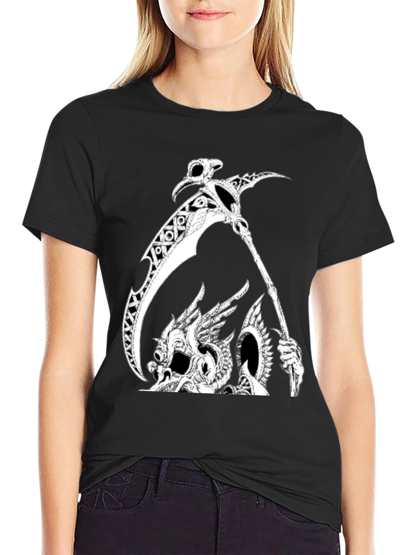 Grim Reaper Dragon Graphic Tee - Black