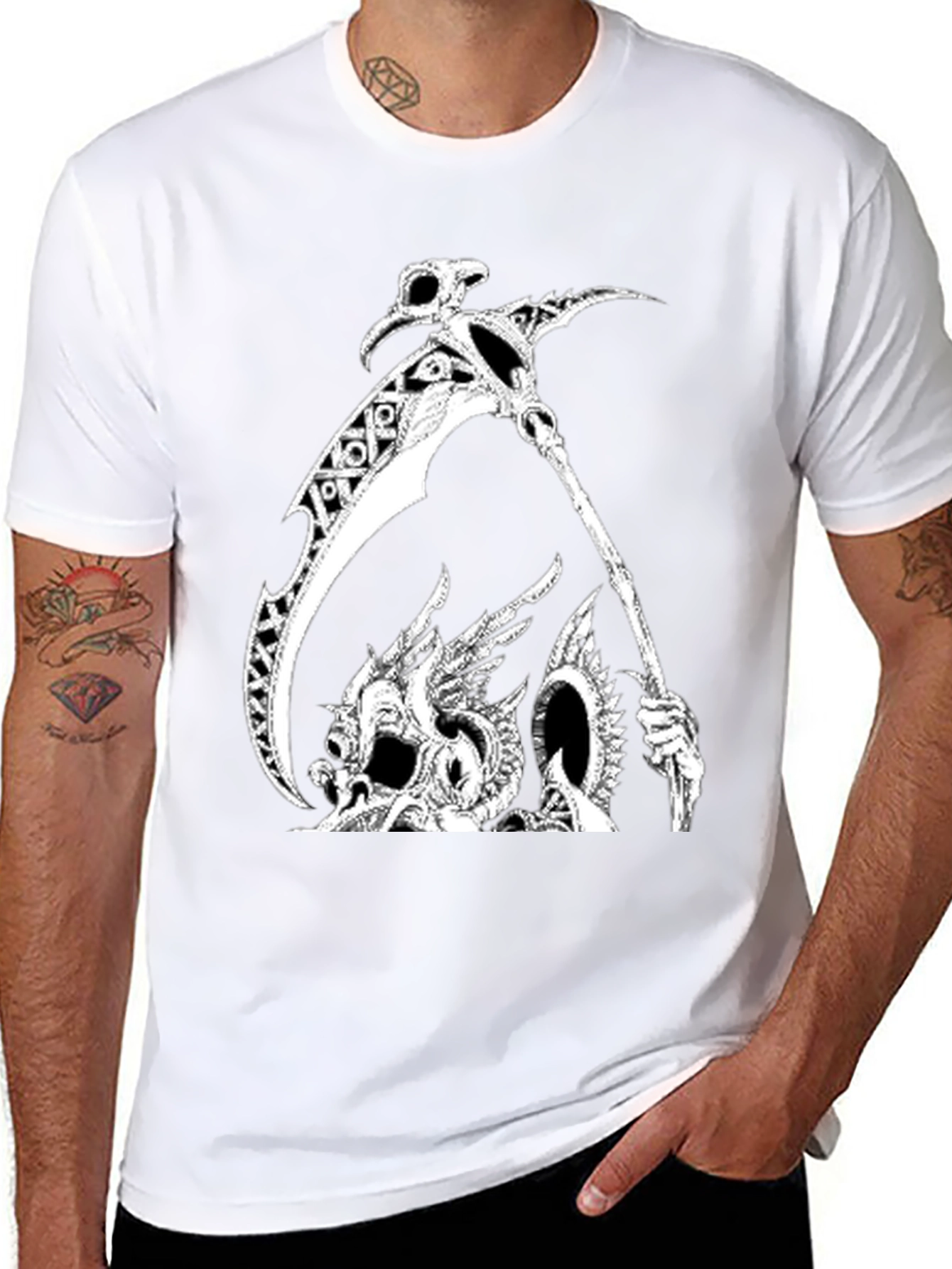 Grim Reaper Dragon Graphic Tee - Black