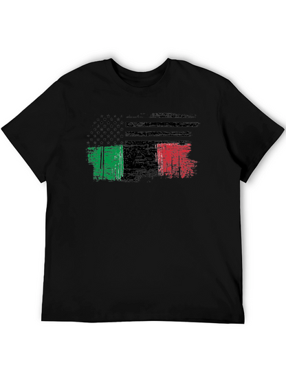 Distressed USA Italy Flag Graphic T-Shirt
