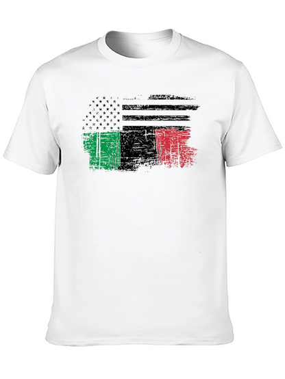 Distressed USA Italy Flag Graphic T-Shirt