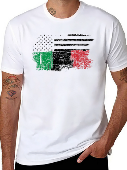 Distressed USA Italy Flag Graphic T-Shirt