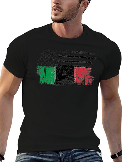Distressed USA Italy Flag Graphic T-Shirt