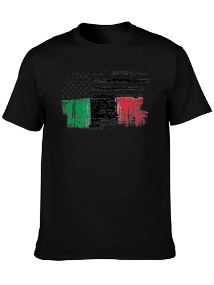 Distressed USA Italy Flag Graphic T-Shirt