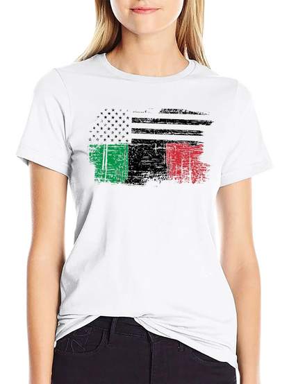 Distressed USA Italy Flag Graphic T-Shirt