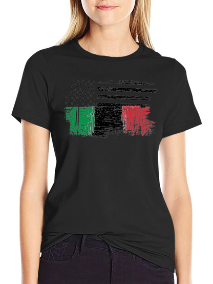 Distressed USA Italy Flag Graphic T-Shirt