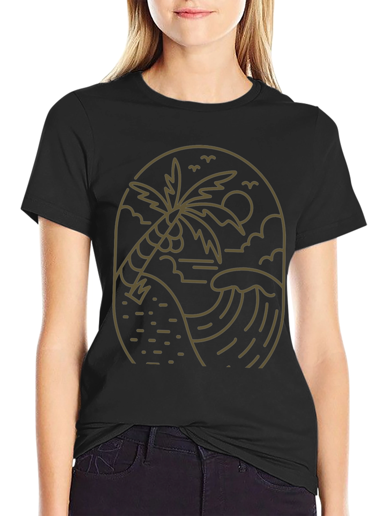 Coastal Palm Graphic T-Shirt - Black