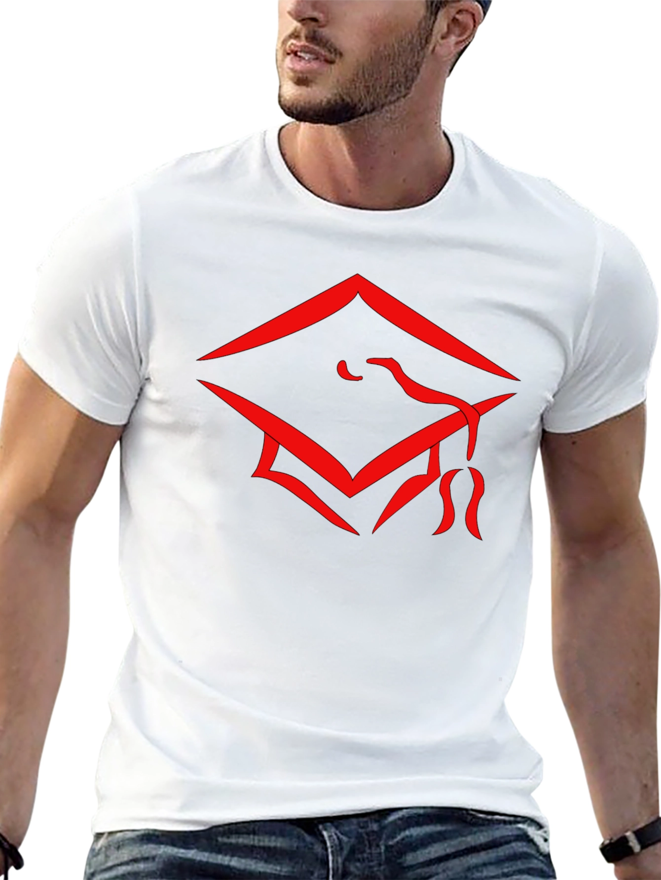 Graduation Cap Graphic Tee - Stylish Black Cotton T-Shirt