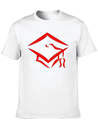 Graduation Cap Graphic Tee - Stylish Black Cotton T-Shirt