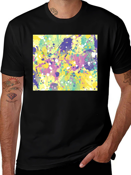 Abstract Splatter Art Black T-Shirt