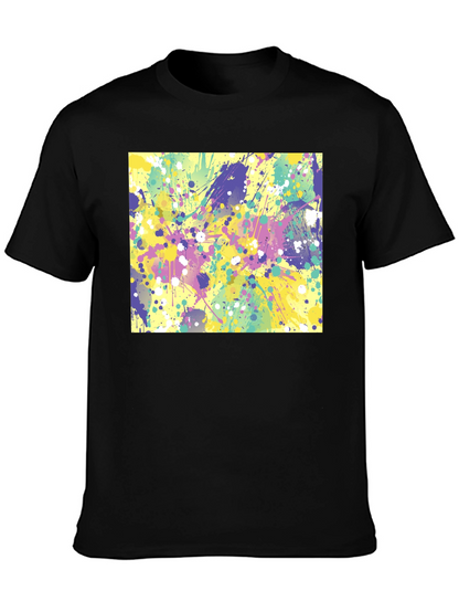 Abstract Splatter Art Black T-Shirt