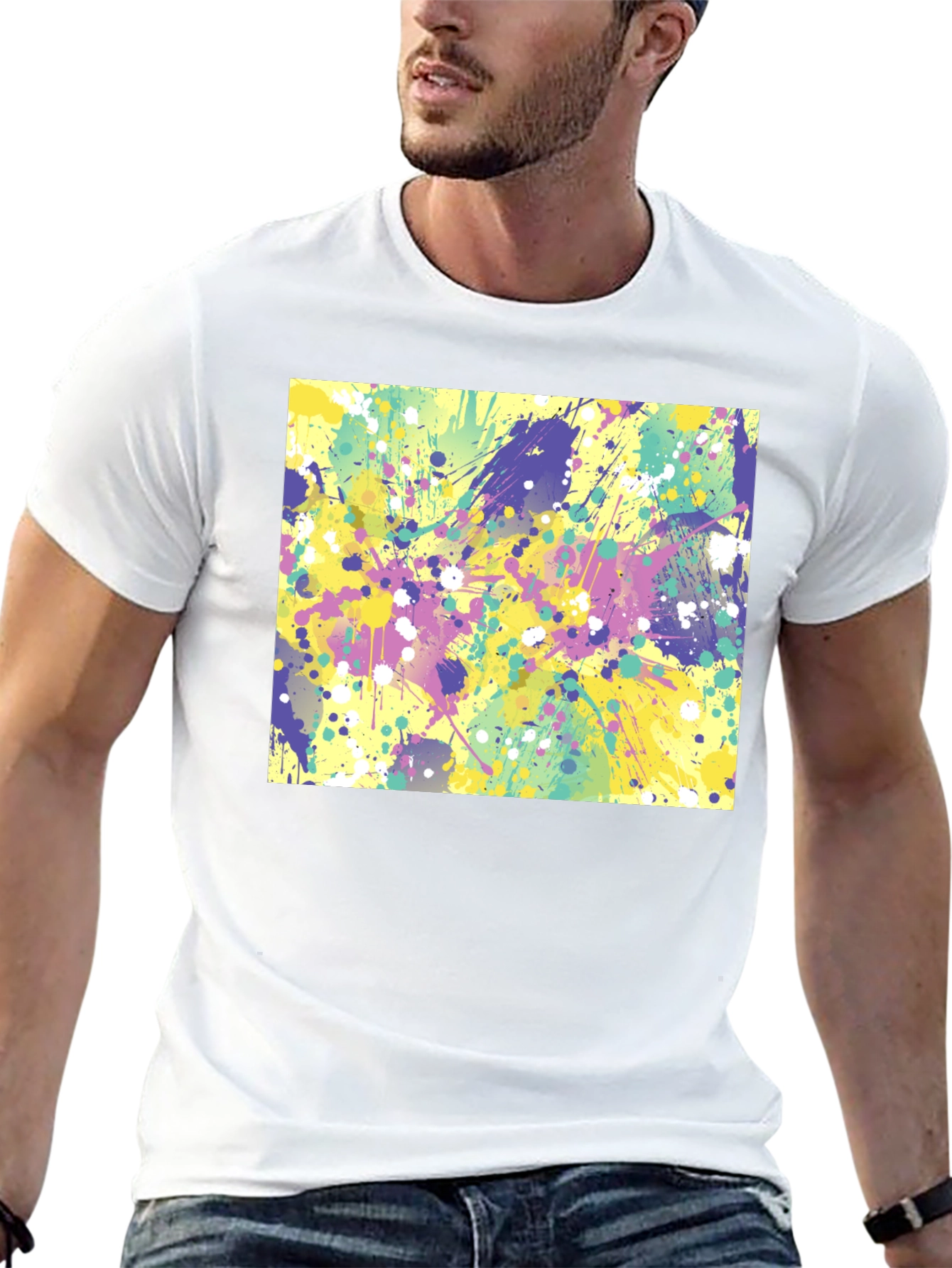 Abstract Splatter Art Black T-Shirt