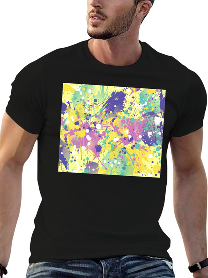 Abstract Splatter Art Black T-Shirt