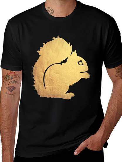 Squirrel Graphic Print Black T-Shirt