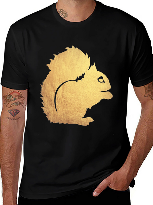 Squirrel Graphic Print Black T-Shirt