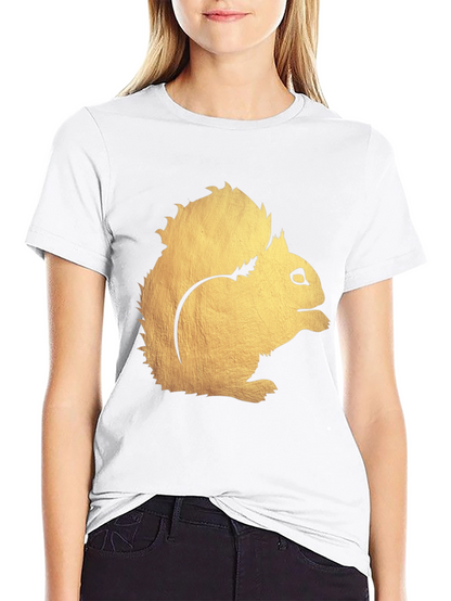 Squirrel Graphic Print Black T-Shirt