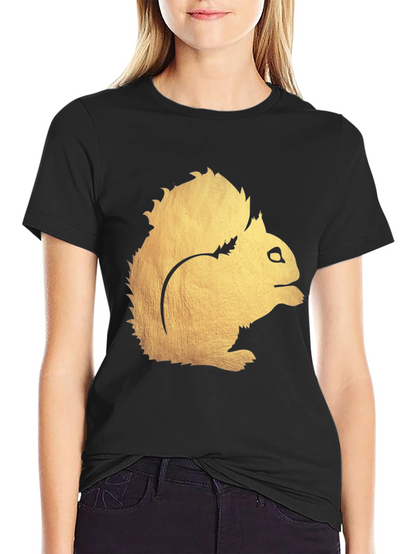 Squirrel Graphic Print Black T-Shirt