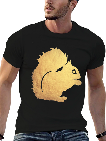Squirrel Graphic Print Black T-Shirt