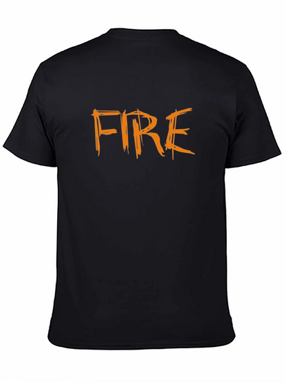 Fire Graphic T-Shirt - Bold Black Cotton Tee