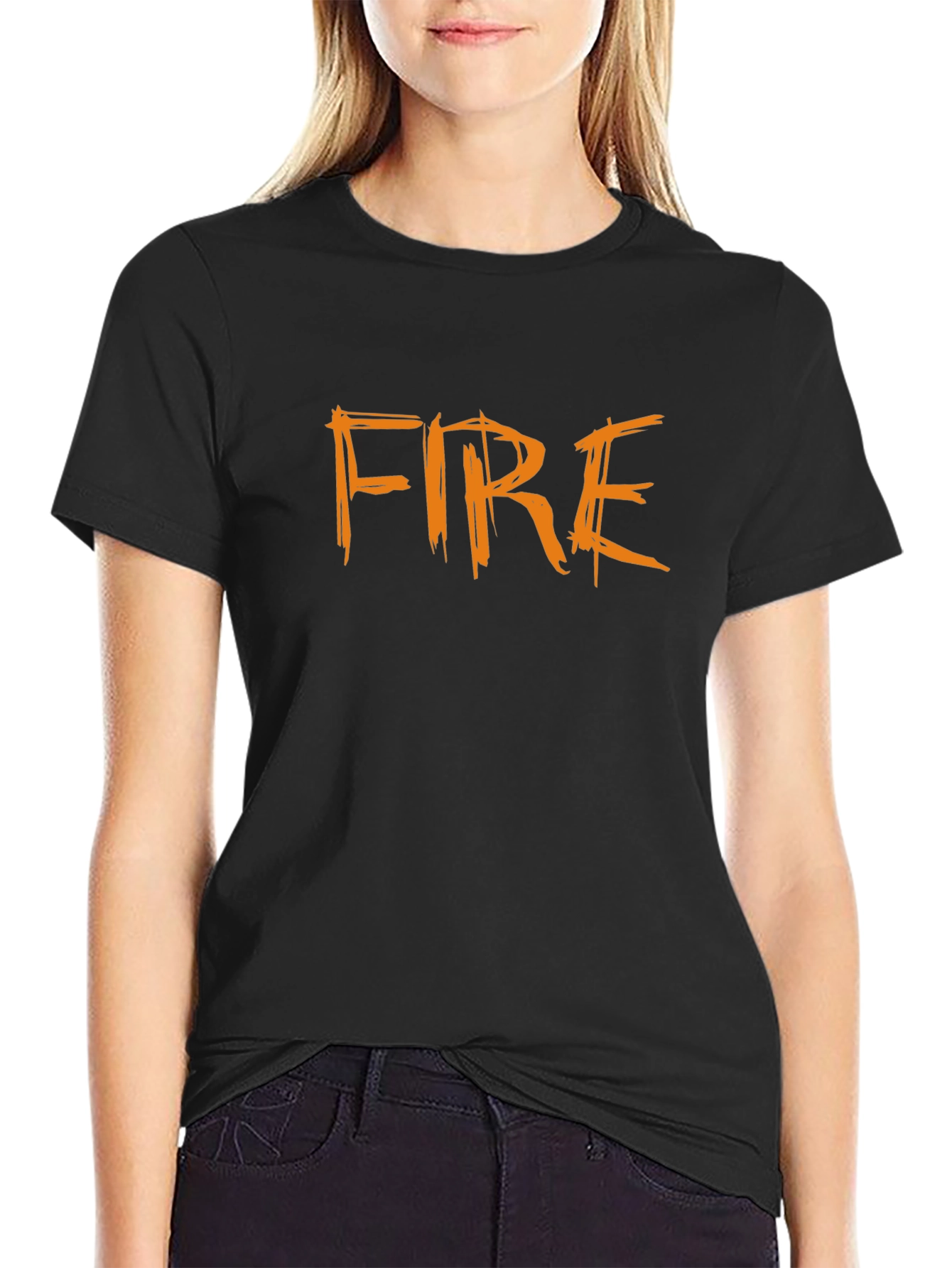 Fire Graphic T-Shirt - Bold Black Cotton Tee