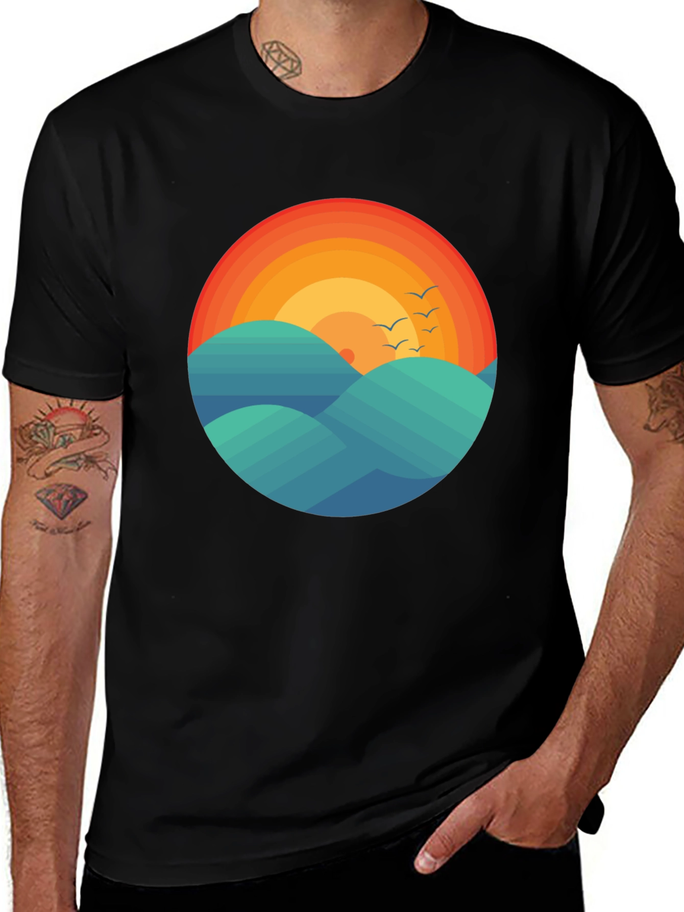 Sunset Waves Graphic Tee - Comfort Fit