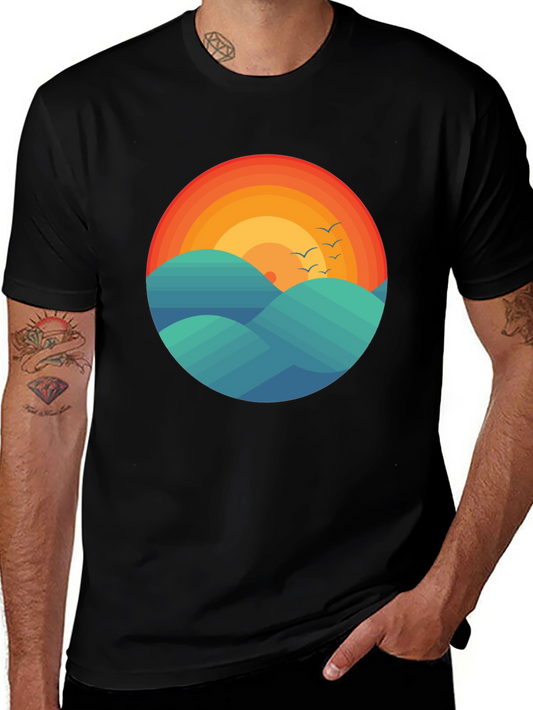 Sunset Waves Graphic Tee - Comfort Fit
