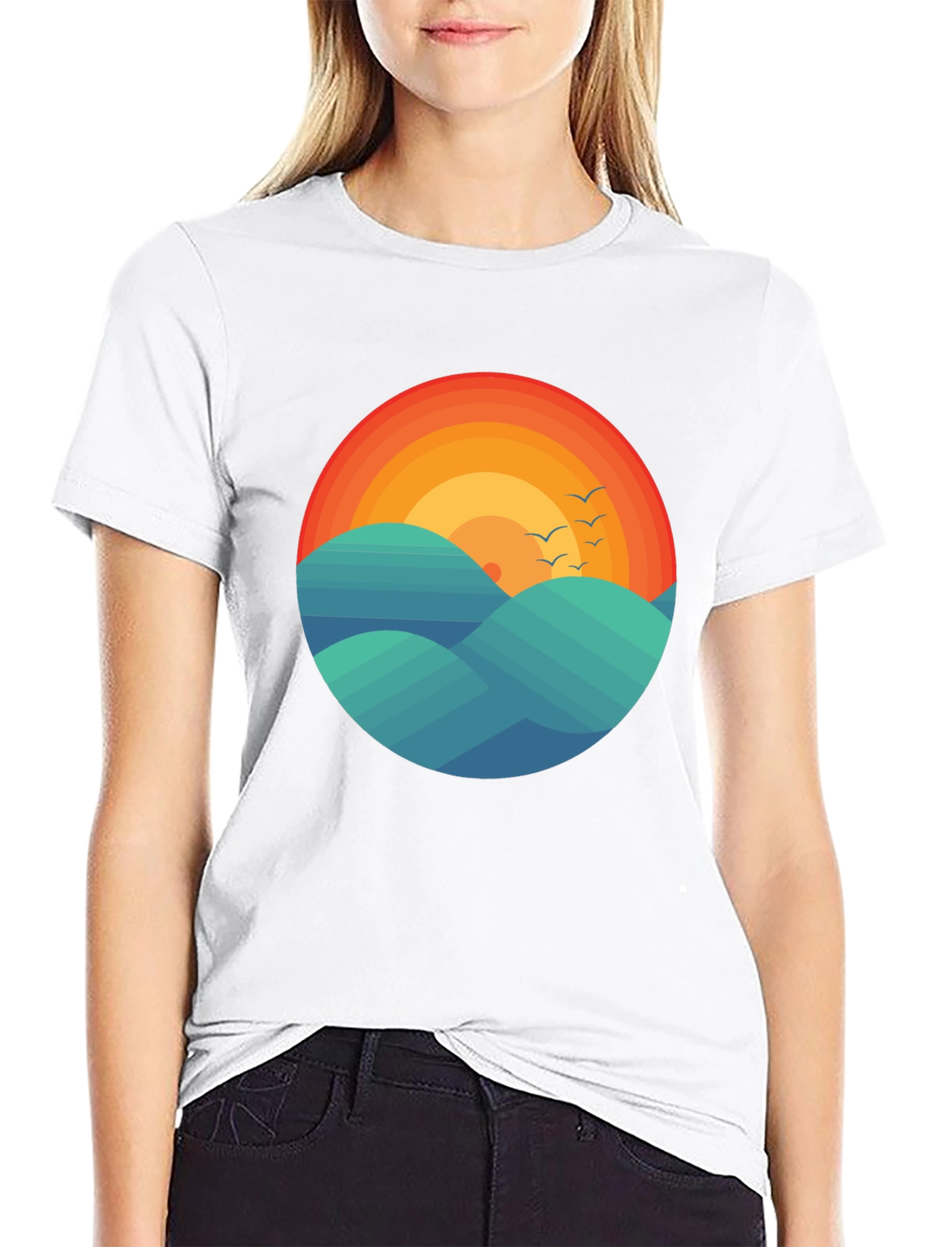 Sunset Waves Graphic Tee - Comfort Fit