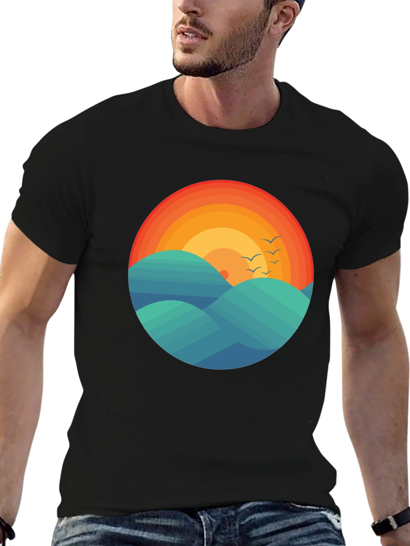 Sunset Waves Graphic Tee - Comfort Fit