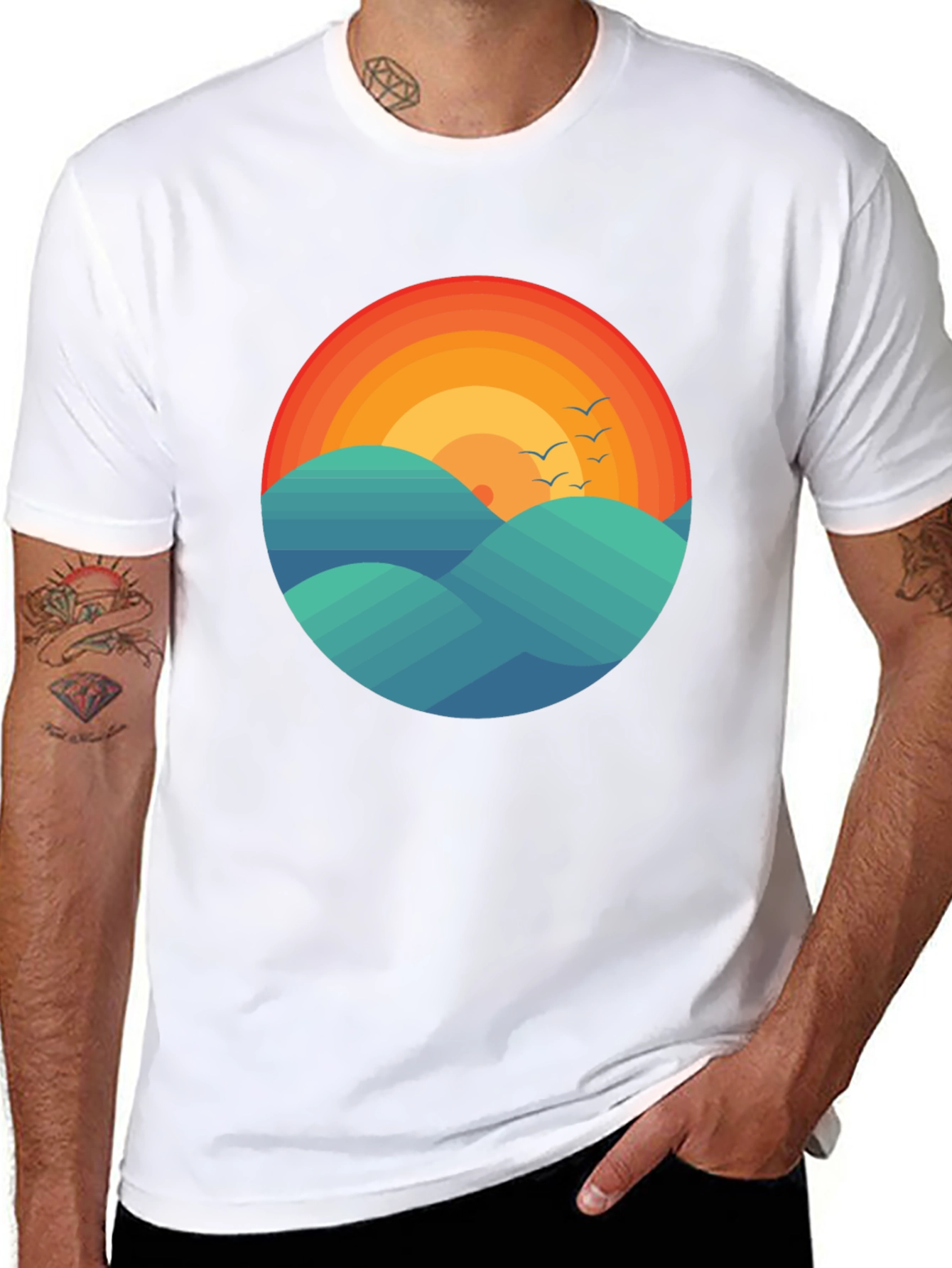 Sunset Waves Graphic Tee - Comfort Fit