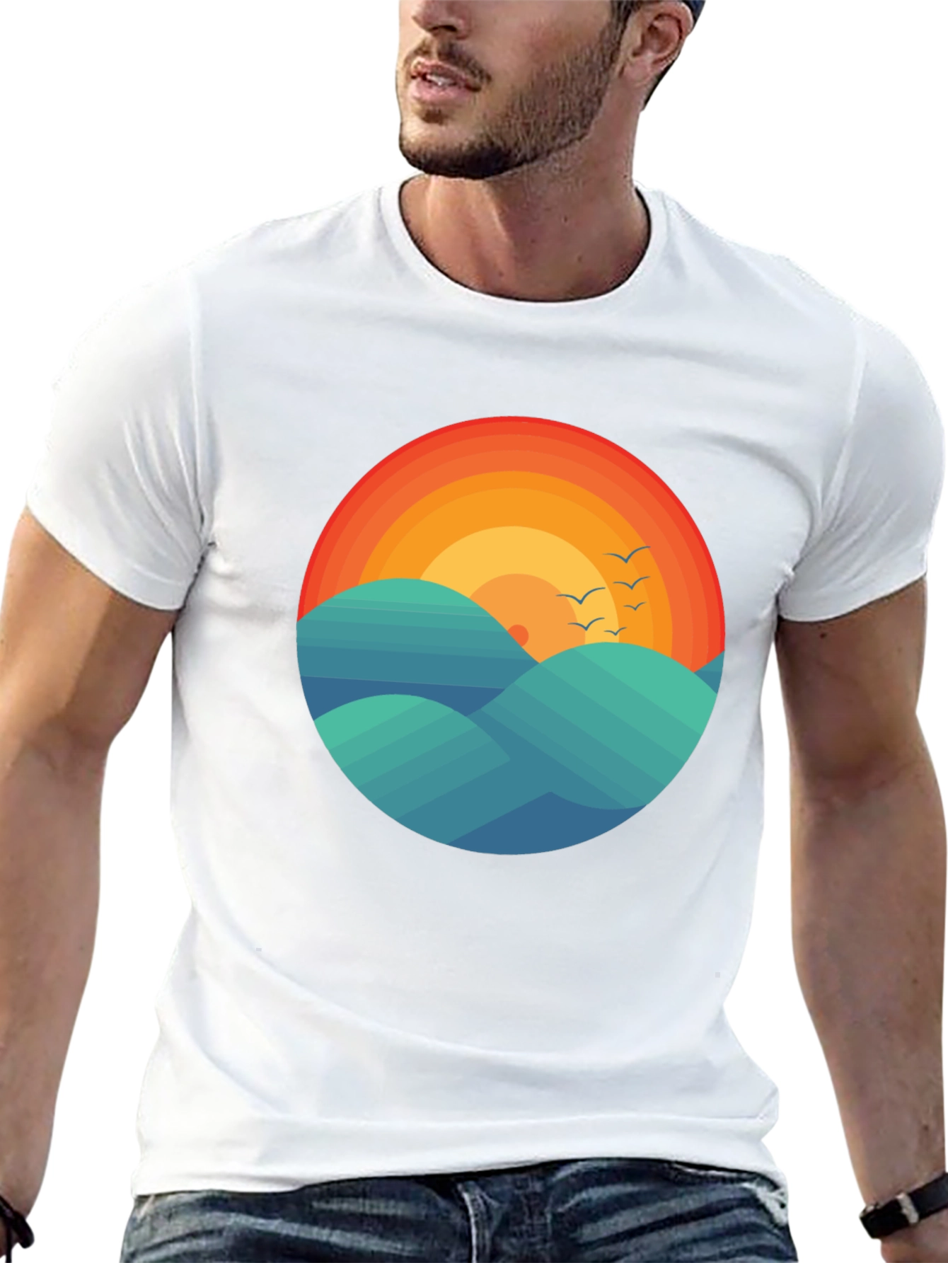 Sunset Waves Graphic Tee - Comfort Fit