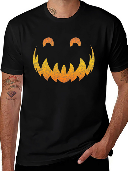 Spooky Pumpkin Face Graphic Tee - Halloween Shirt